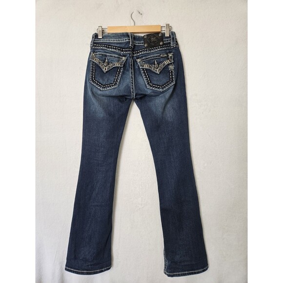 Miss Me Signature Rise Bootcut Dark Wash Women's Size 28 Embellished Embroidered - Picture 4 of 11
